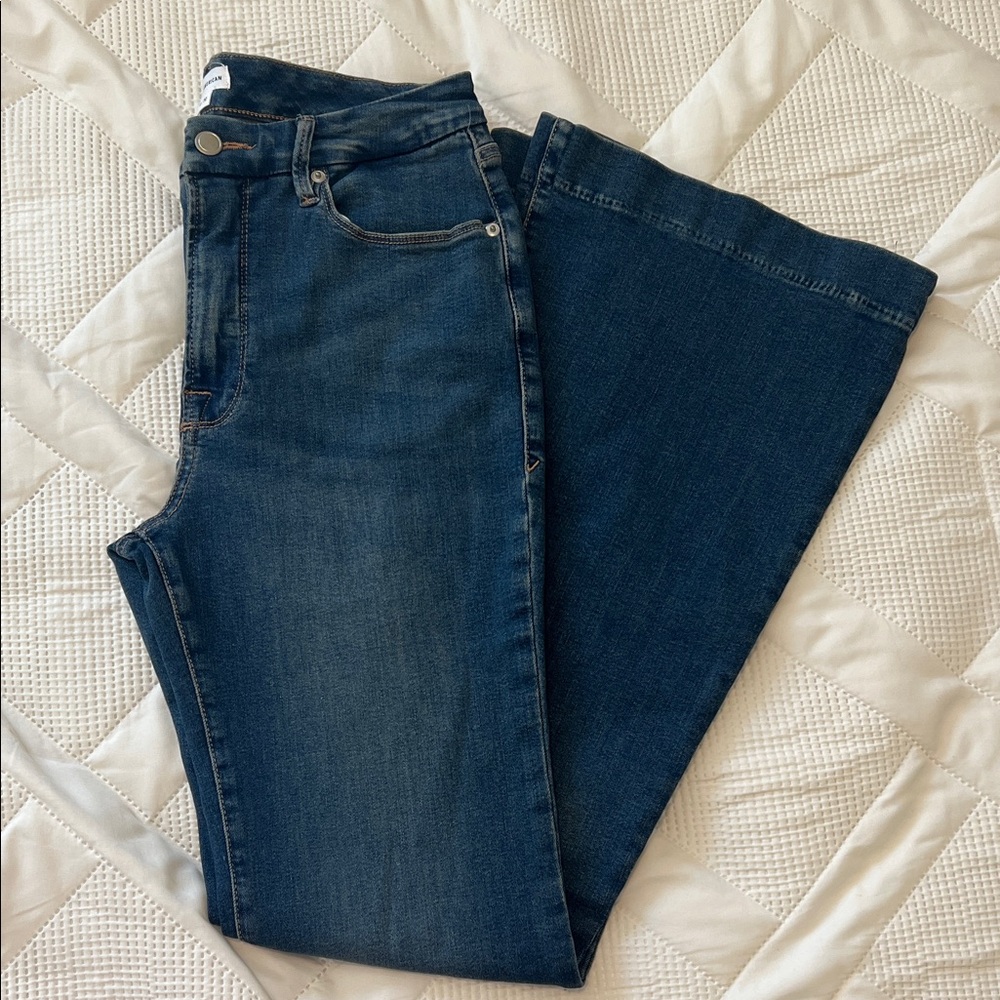 Good American Dark Blue Flare Jeans